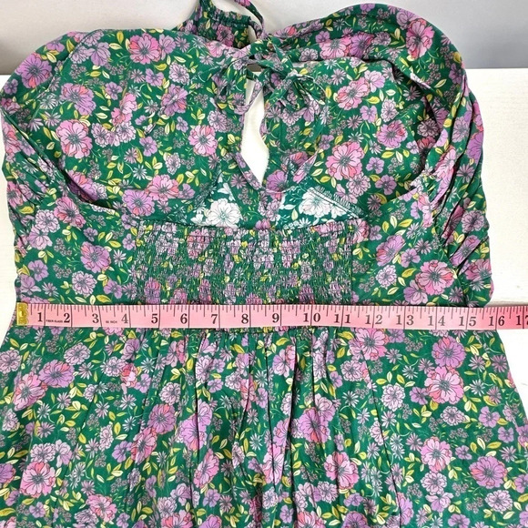 Free People Lyla Halter Tunic Top in Green Blossom Size Medium - Picture 8 of 10